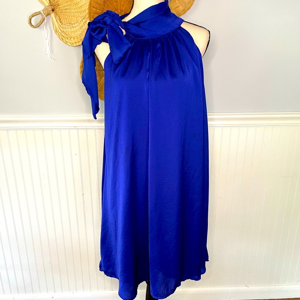 NWT Royal Blue halter tie swing dress size Large by Glam